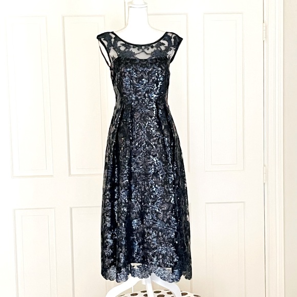 Kay Unger Dresses & Skirts - Kay Unger navy black embellished tea length gown 4